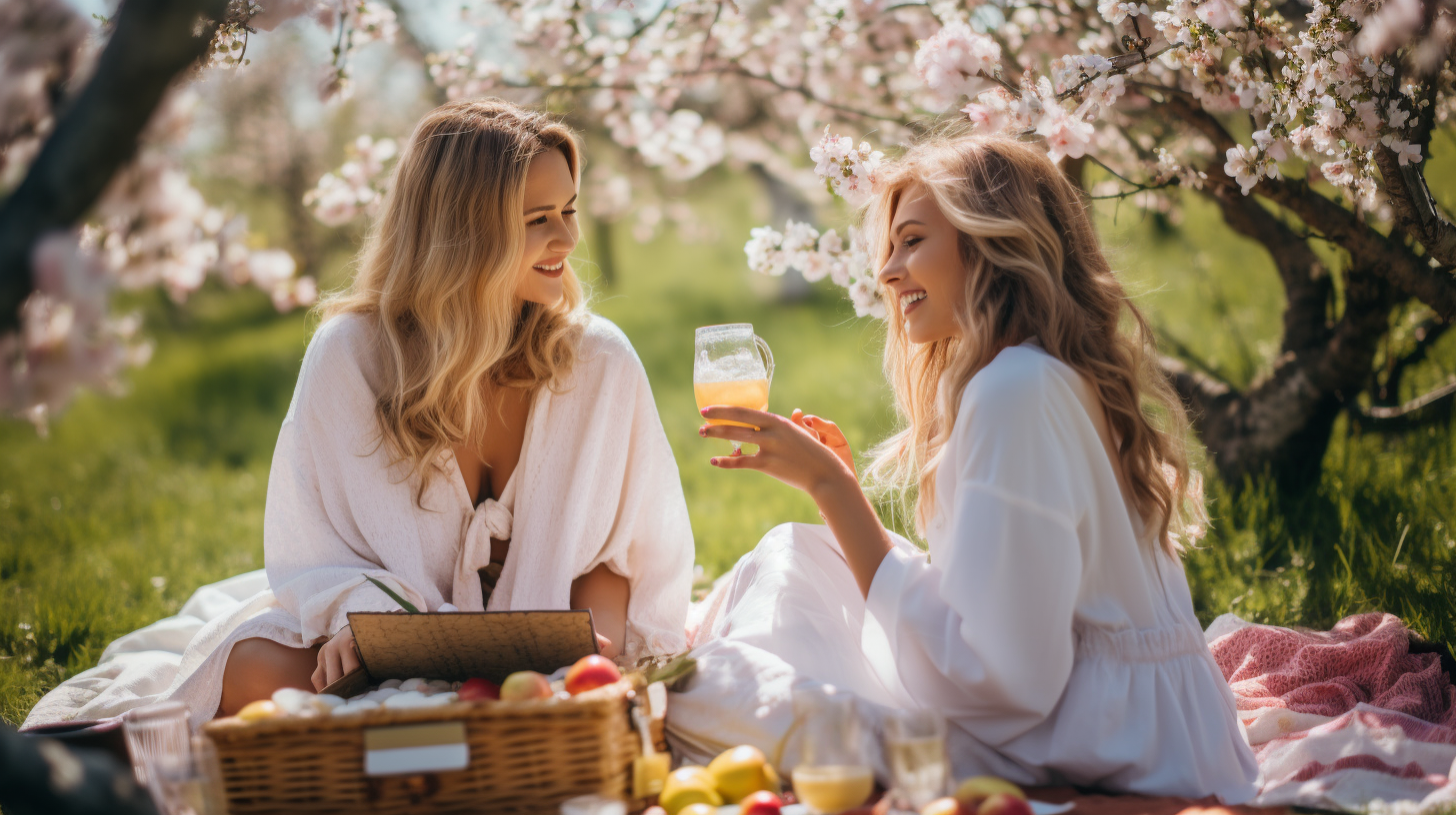 Women Friends Picnic Spring Cheerful