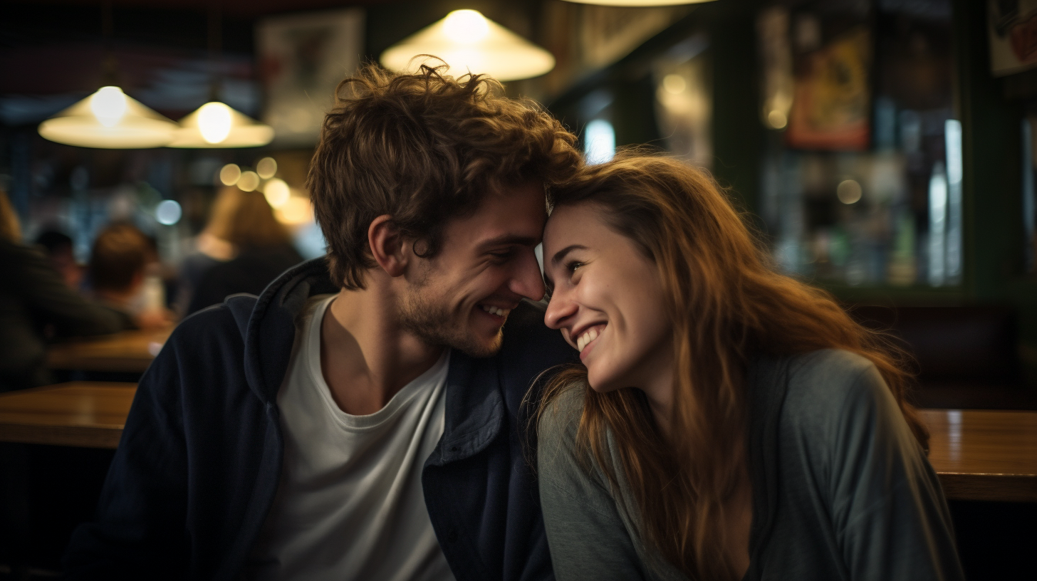 Smiling couple enjoying meal together