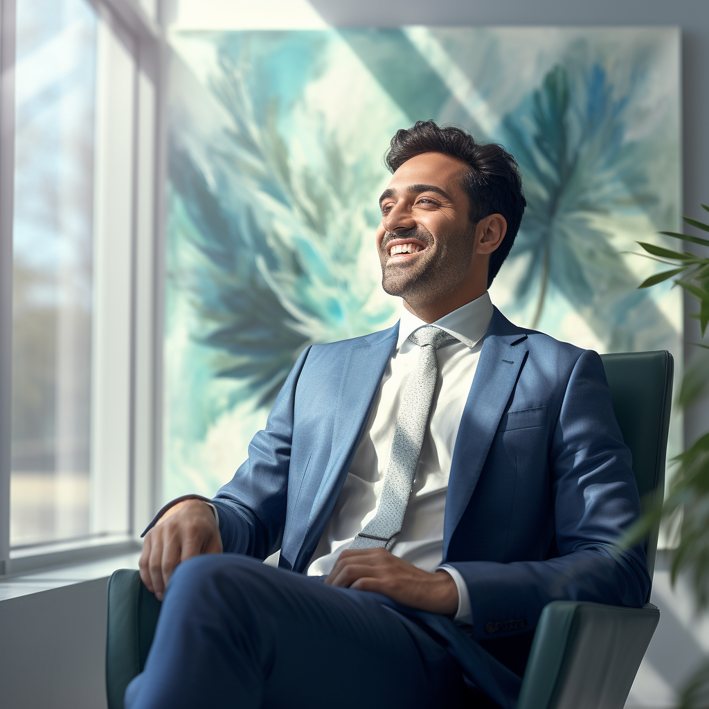 Smiling Indian Man in Blue Business Suit