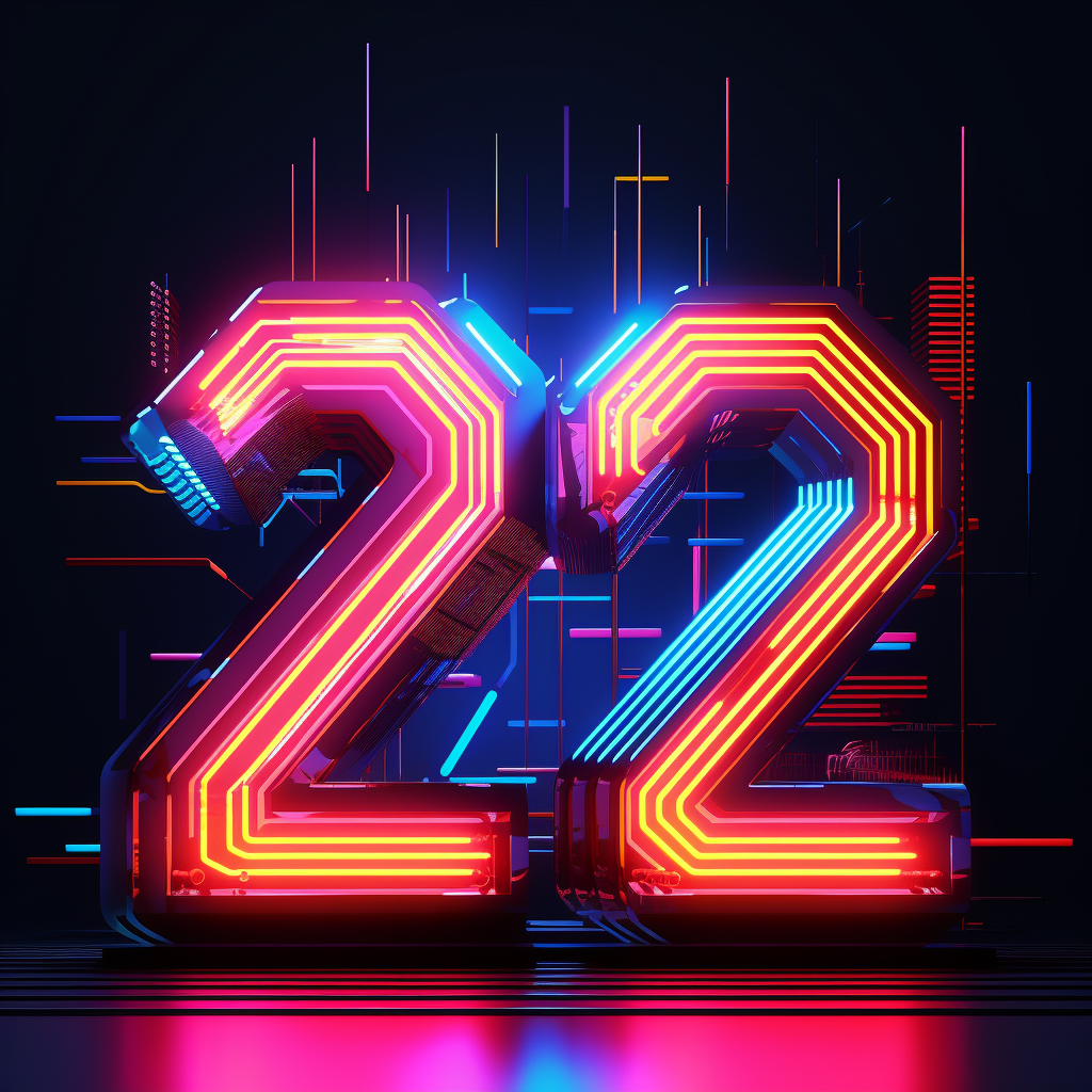 HAPPY 2024  Neon Poster Illustration