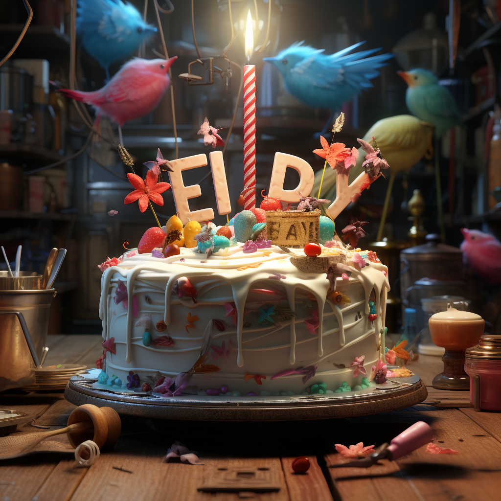 Colorful birthday cake with the word EDDY