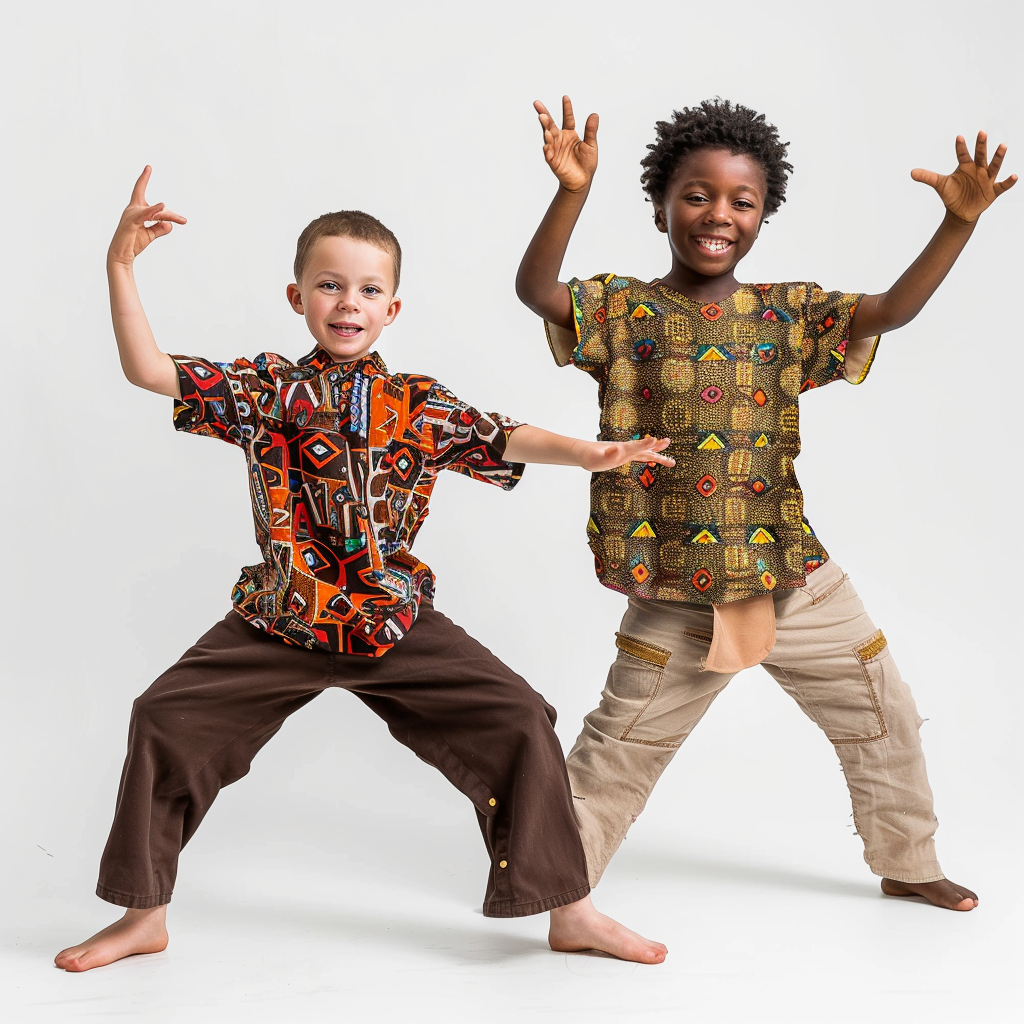 Happy children in dance poses