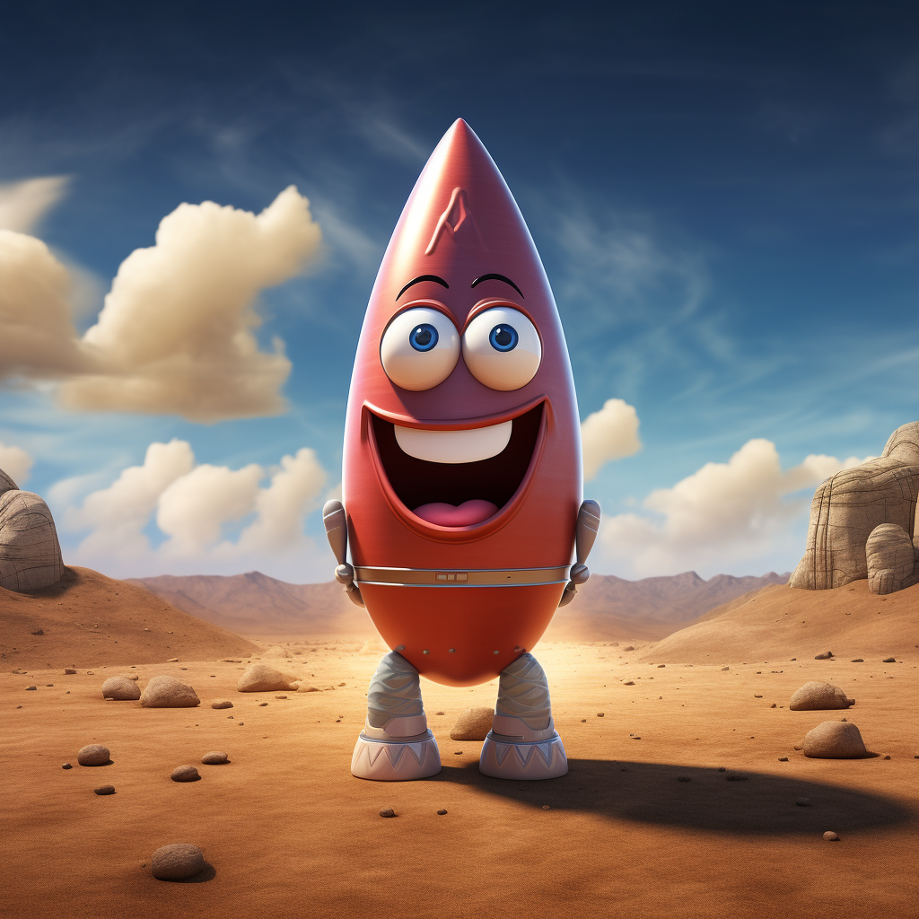 Smiling Earnie Rocket Cartoon Character