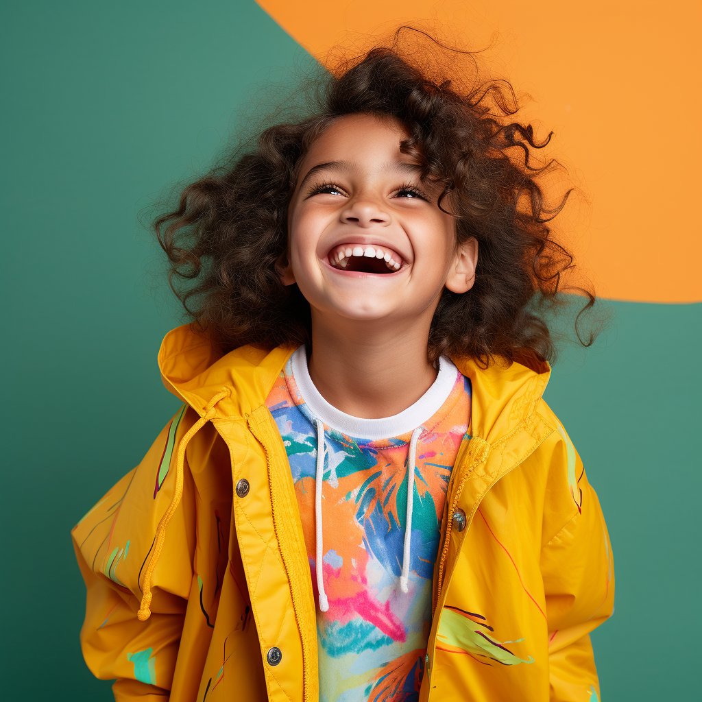 Smiling girl in colorful attire