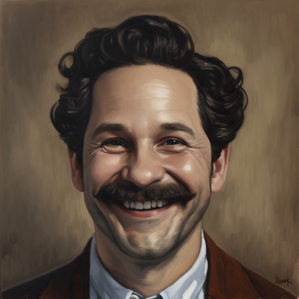 Smiling Paul Rudd with Mustache