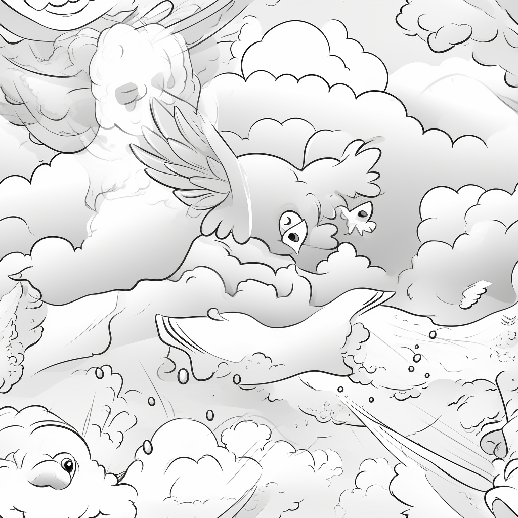 Happy pig flying with wings coloring page