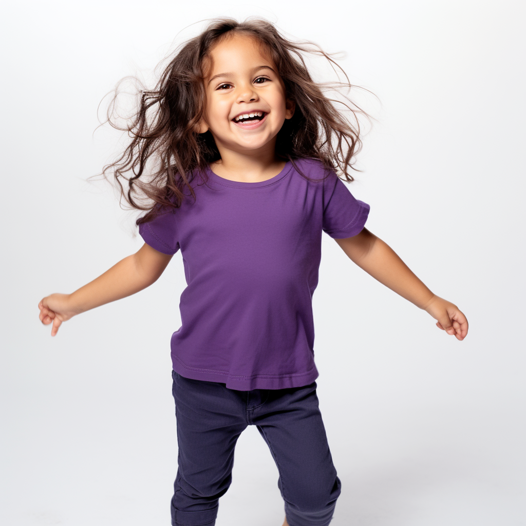 Happy pose 3-year-old girl model