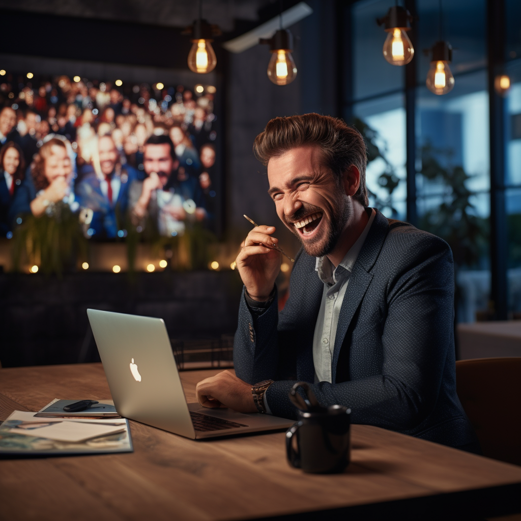 Smiling sales manager excelling in weekly meeting