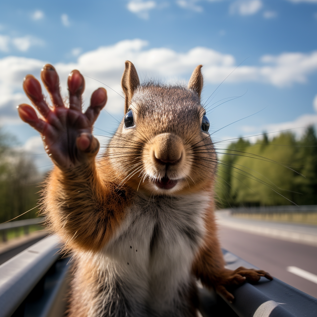 Happy squirrel giving a high-five