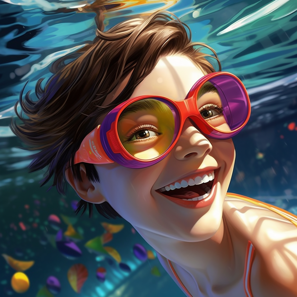 Smiling female swimmer with goggles