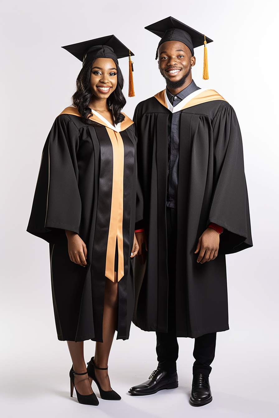 Two happy university graduates posing for a photo