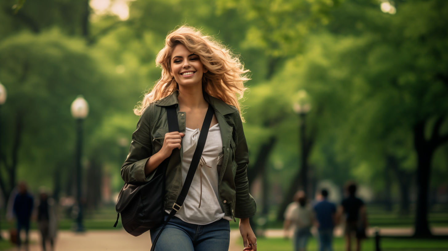 Woman enjoying a walk in the park