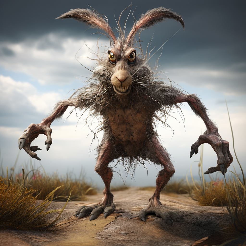 Stylized Hare Monster Walking with Long Arms