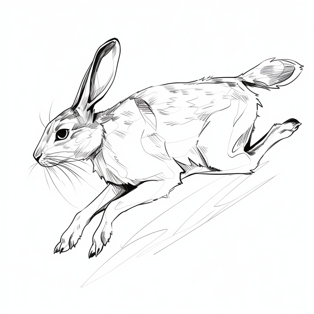 Hare sketch line art realistic