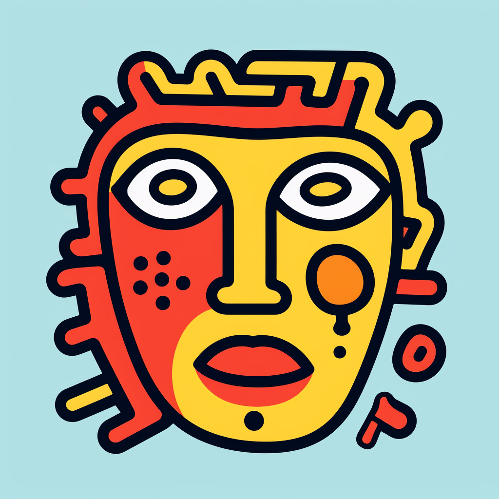 Cartoon face inspired by Keith Haring