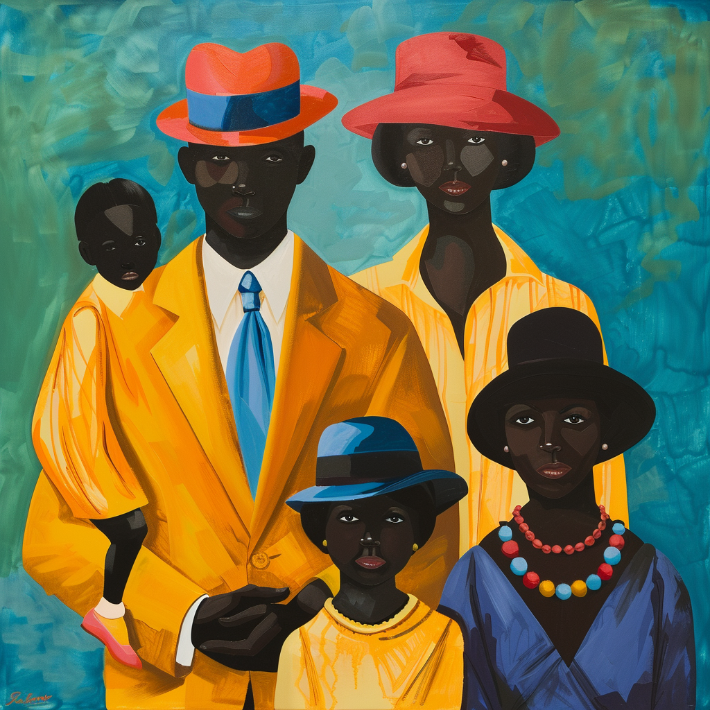 Black family painting solid colors