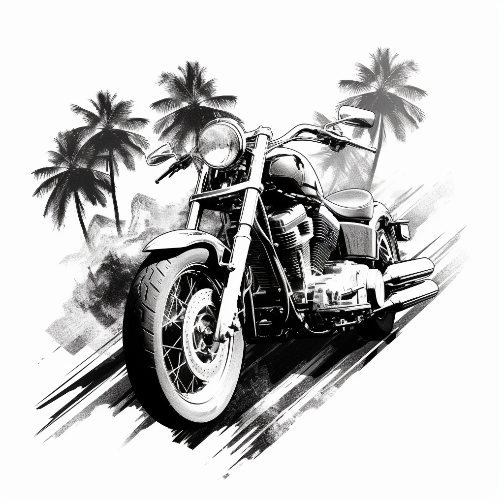 Black and white Harley Davidson motorcycle art