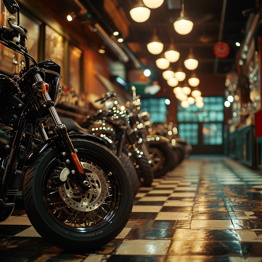 Inside Harley Davidson Store Movie Shot