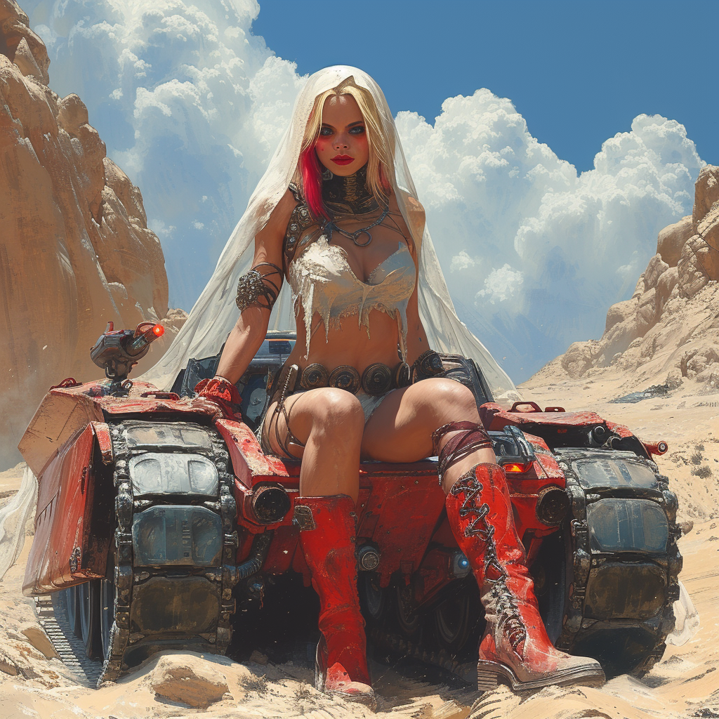 Harley Quinn bride veil war tank desert