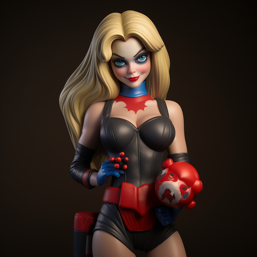 Harley Quinn Margot Robbie with Batman Costume Toy