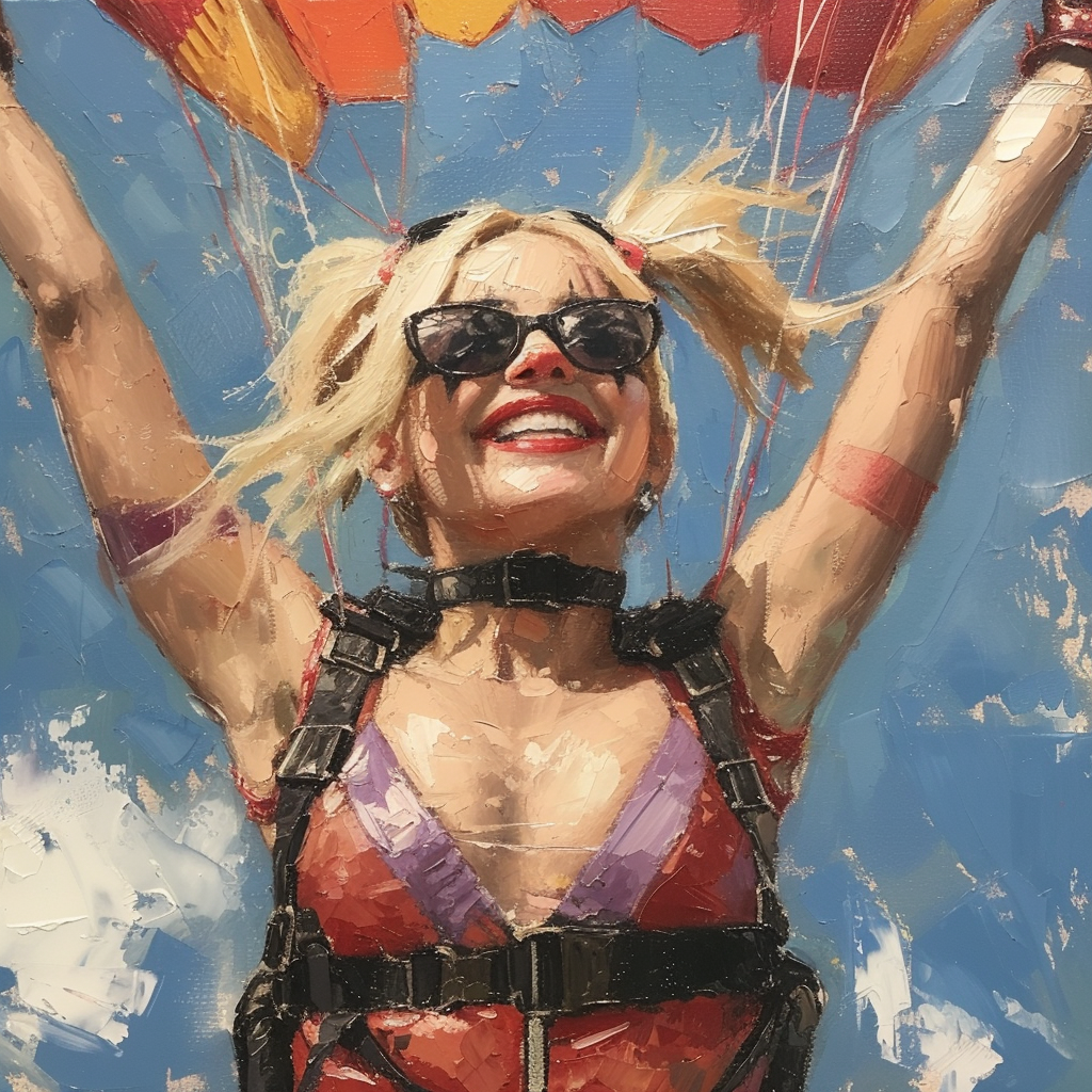 Close-Up of Harley Quinn Parachute Jump