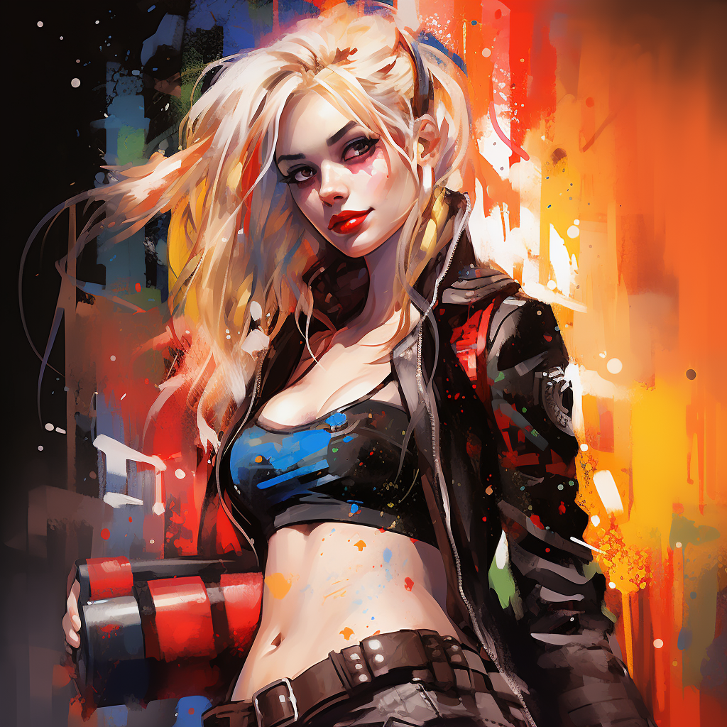 Harley Quinn with Spray Paint Wall Art