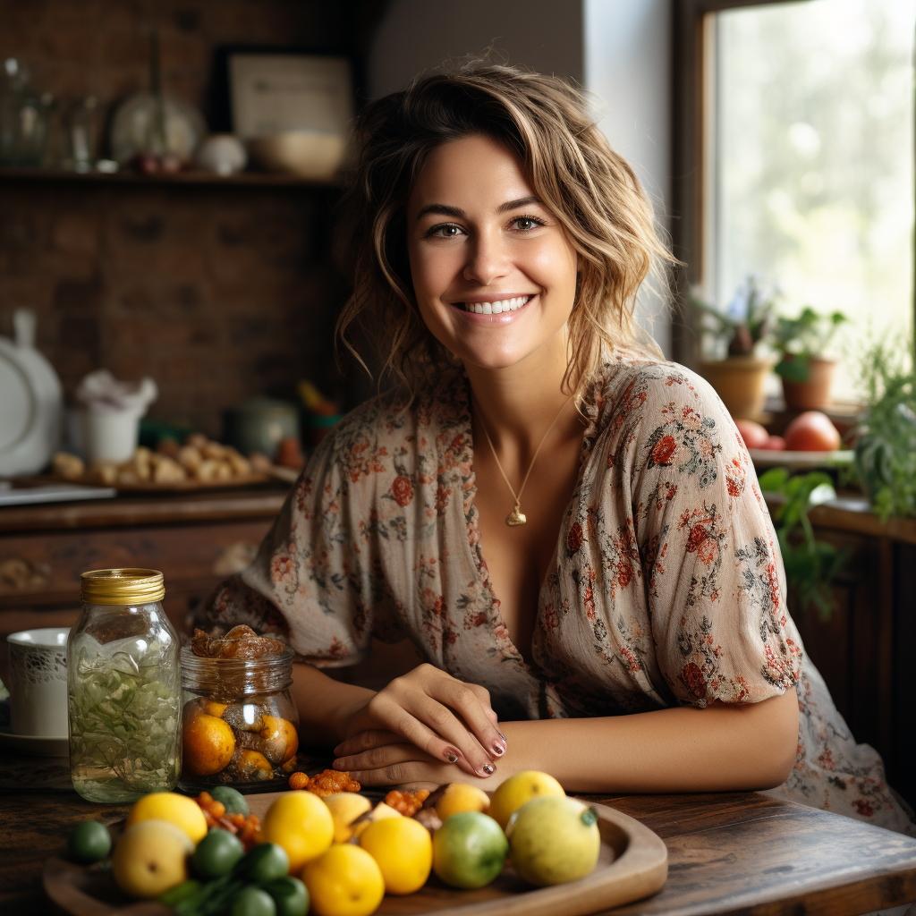 Woman with glass of water and healthy breakfast