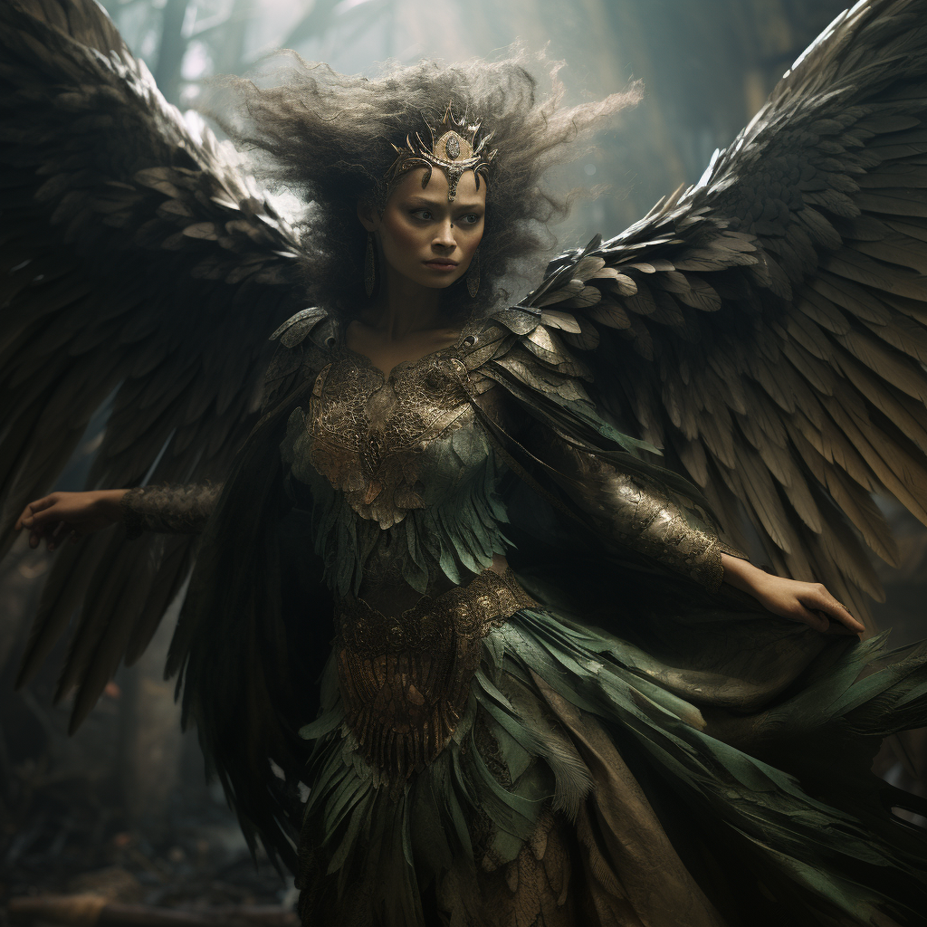 Beautiful harpy woman portrait