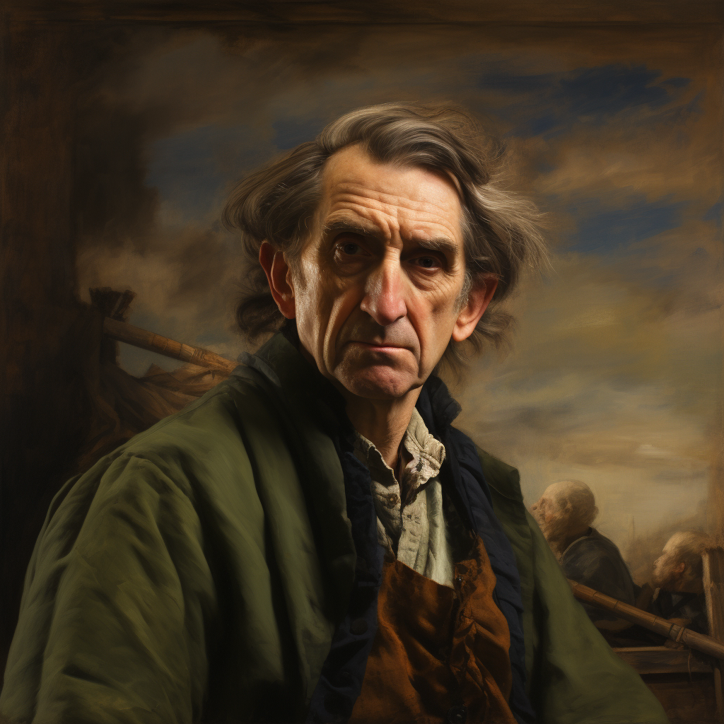 Portrait of Harry Dean Stanton painting