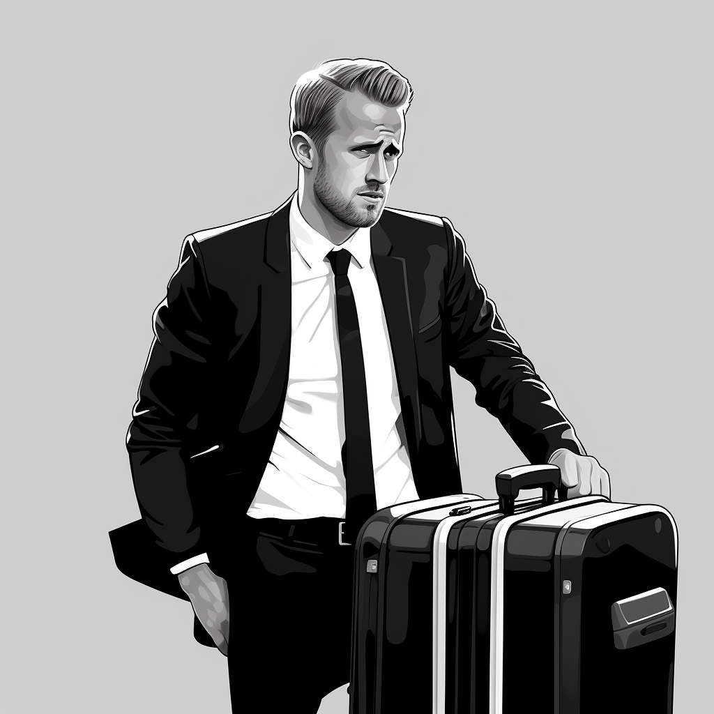 Illustration of Harry Kane with suitcase