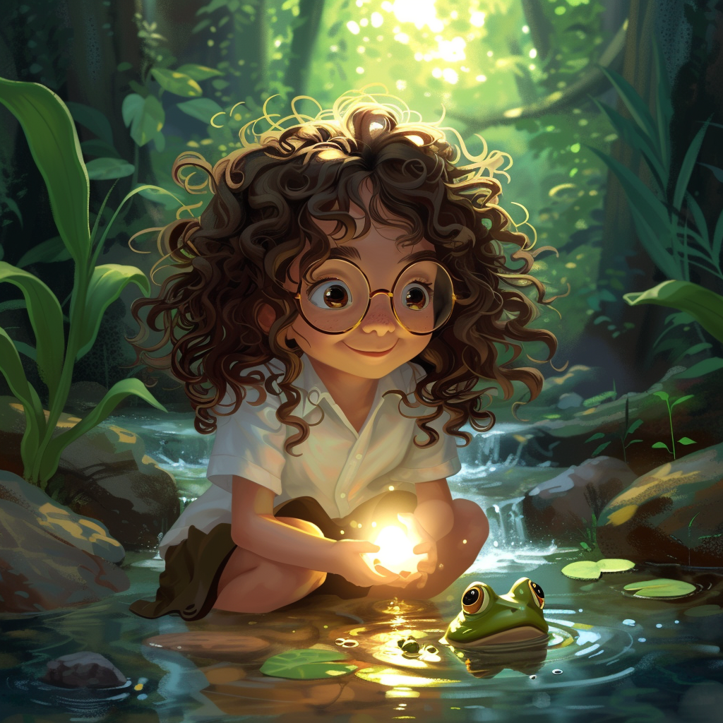 Harry Potter Girl Curly Brown Hair Frog Image