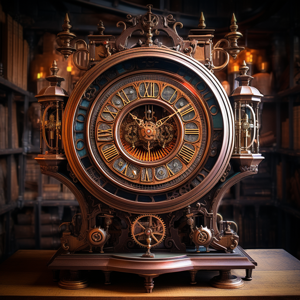 Intricate steam punk clock with enchanting Harry Potter vibes