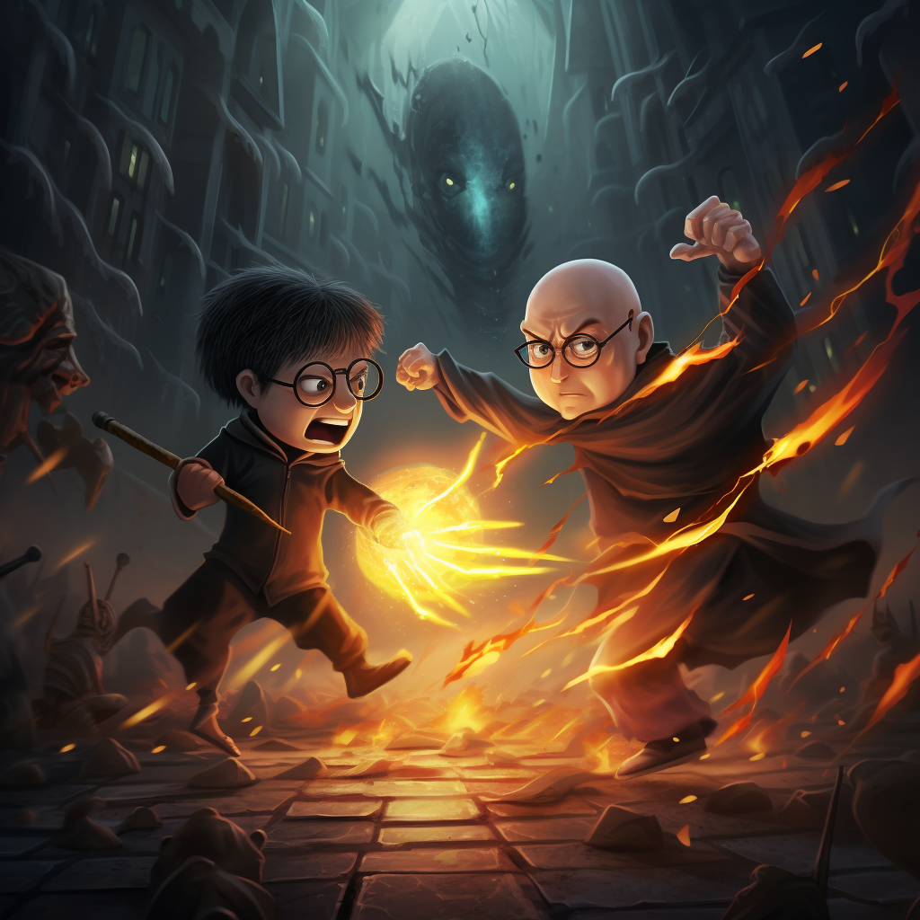 Harry Potter and Voldemort battle in Pixar style