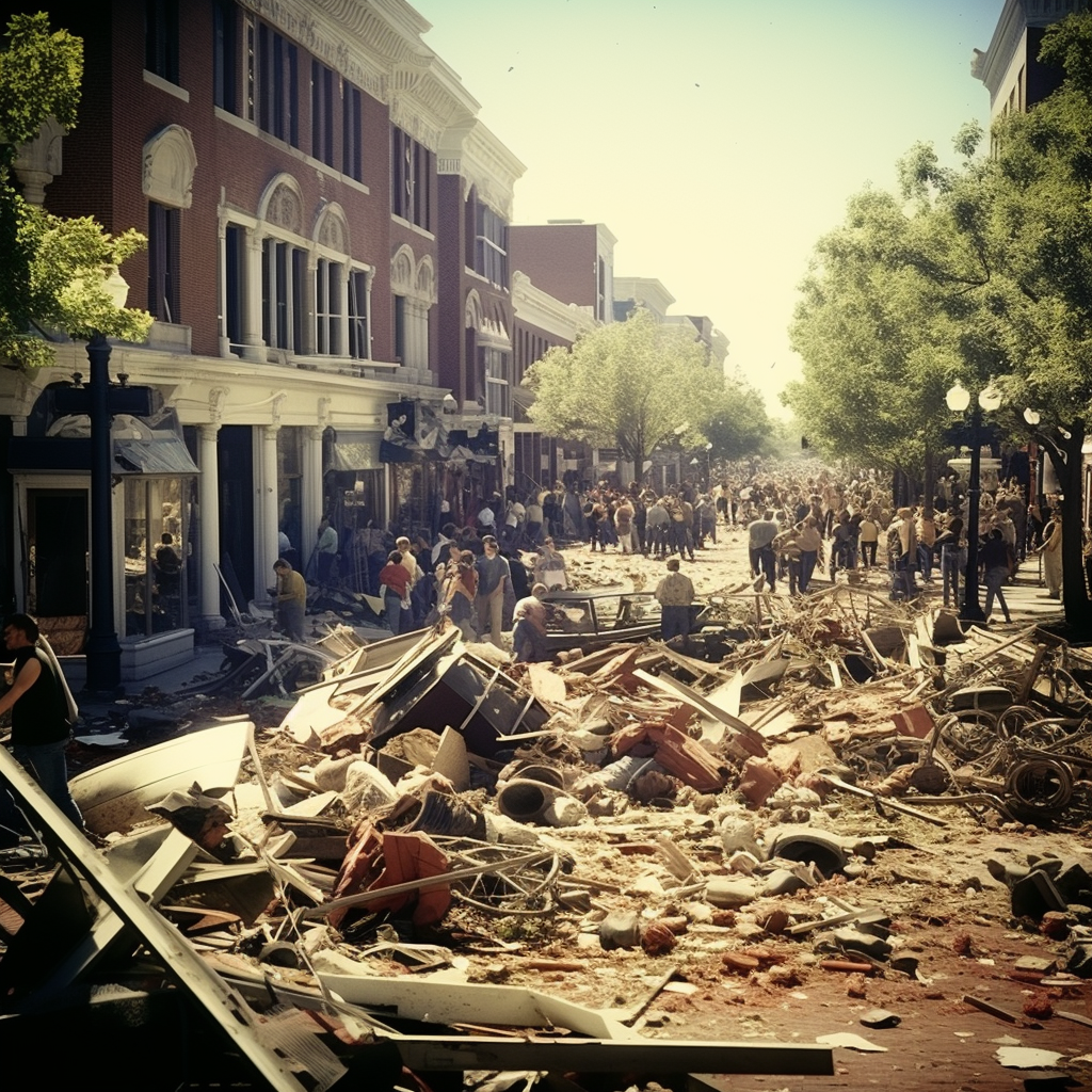 Harvard Square earthquake carnage photo