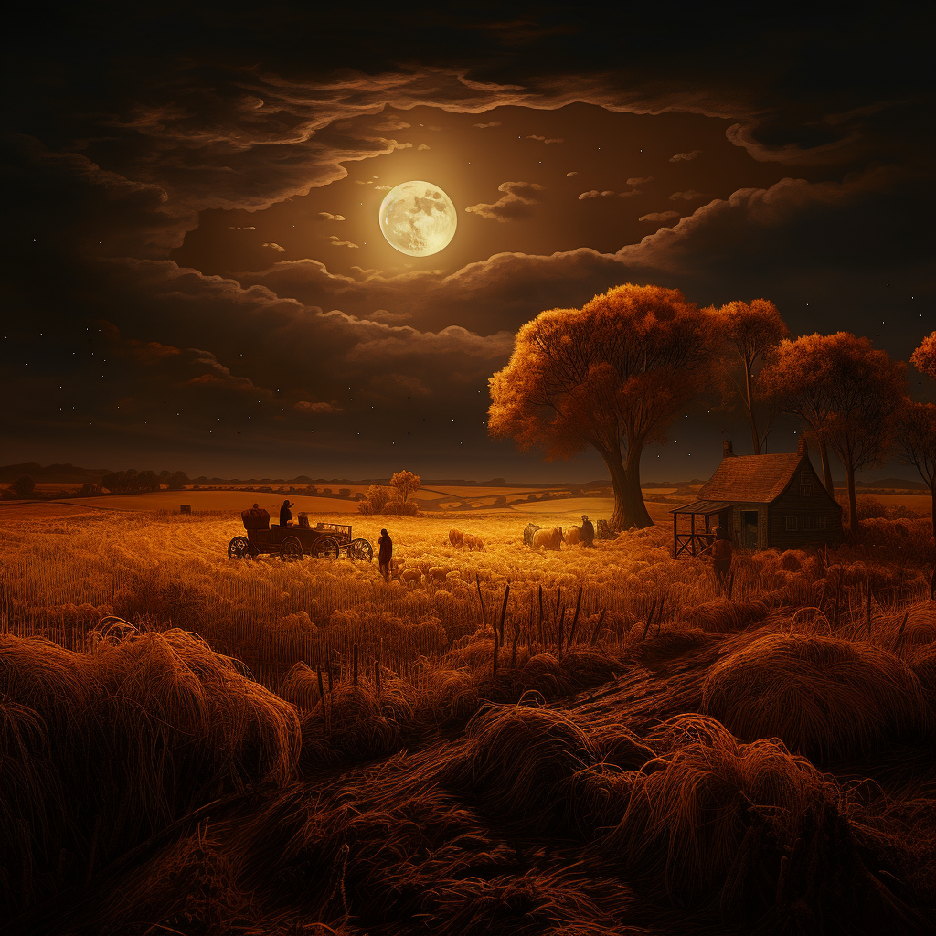 Glorious Harvest Moon in Autumn