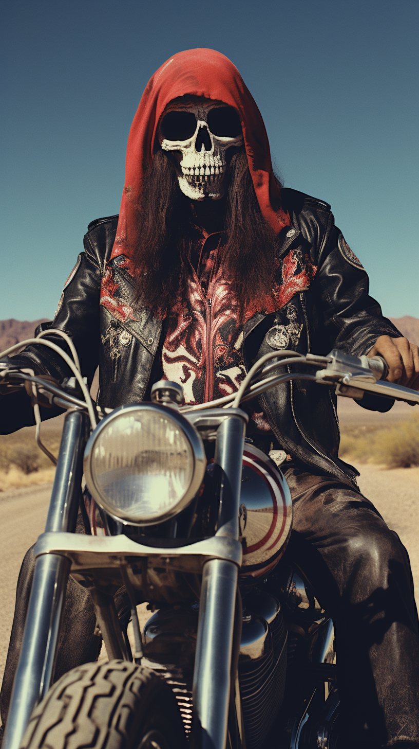 Creepy ghoul face in haunted desert landscape