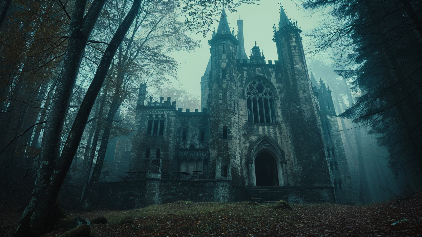 Haunted forest castle photo