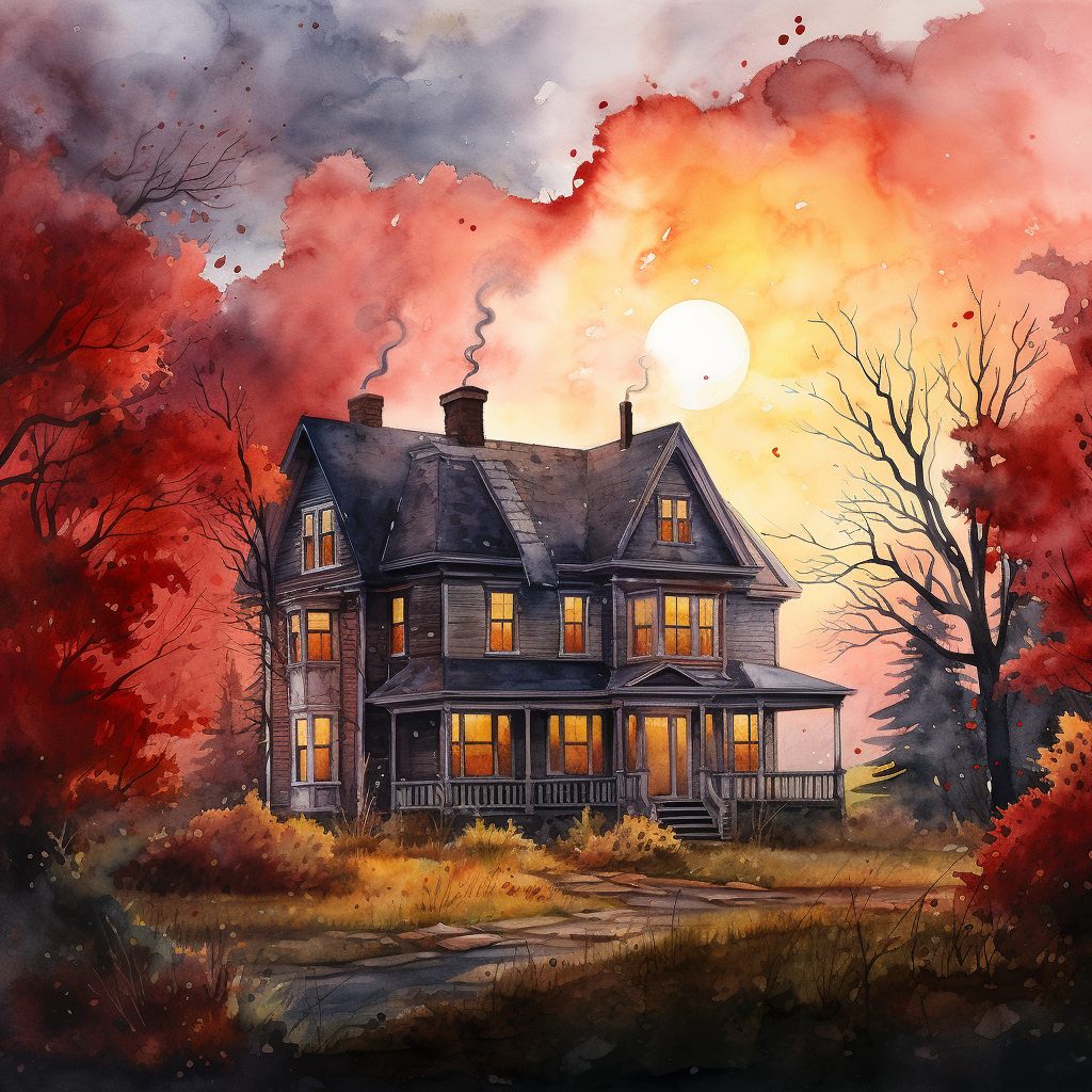 Abandoned haunted house in autumn