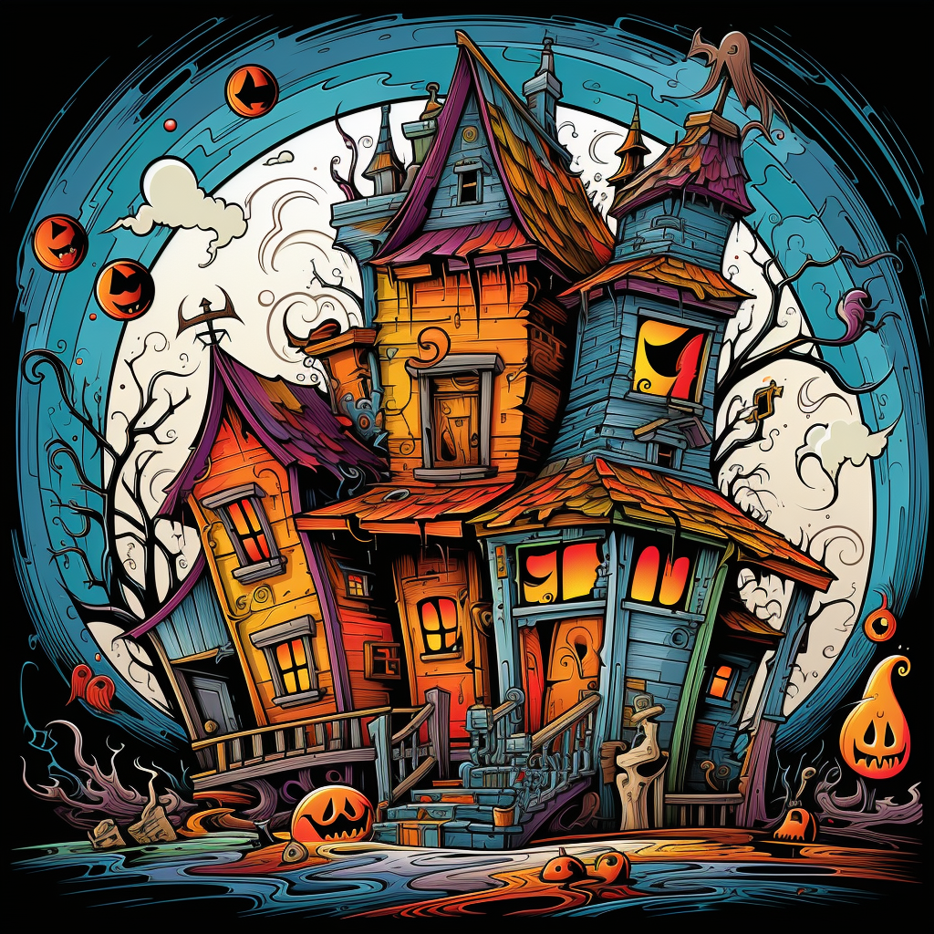 Cartoon haunted house illustration