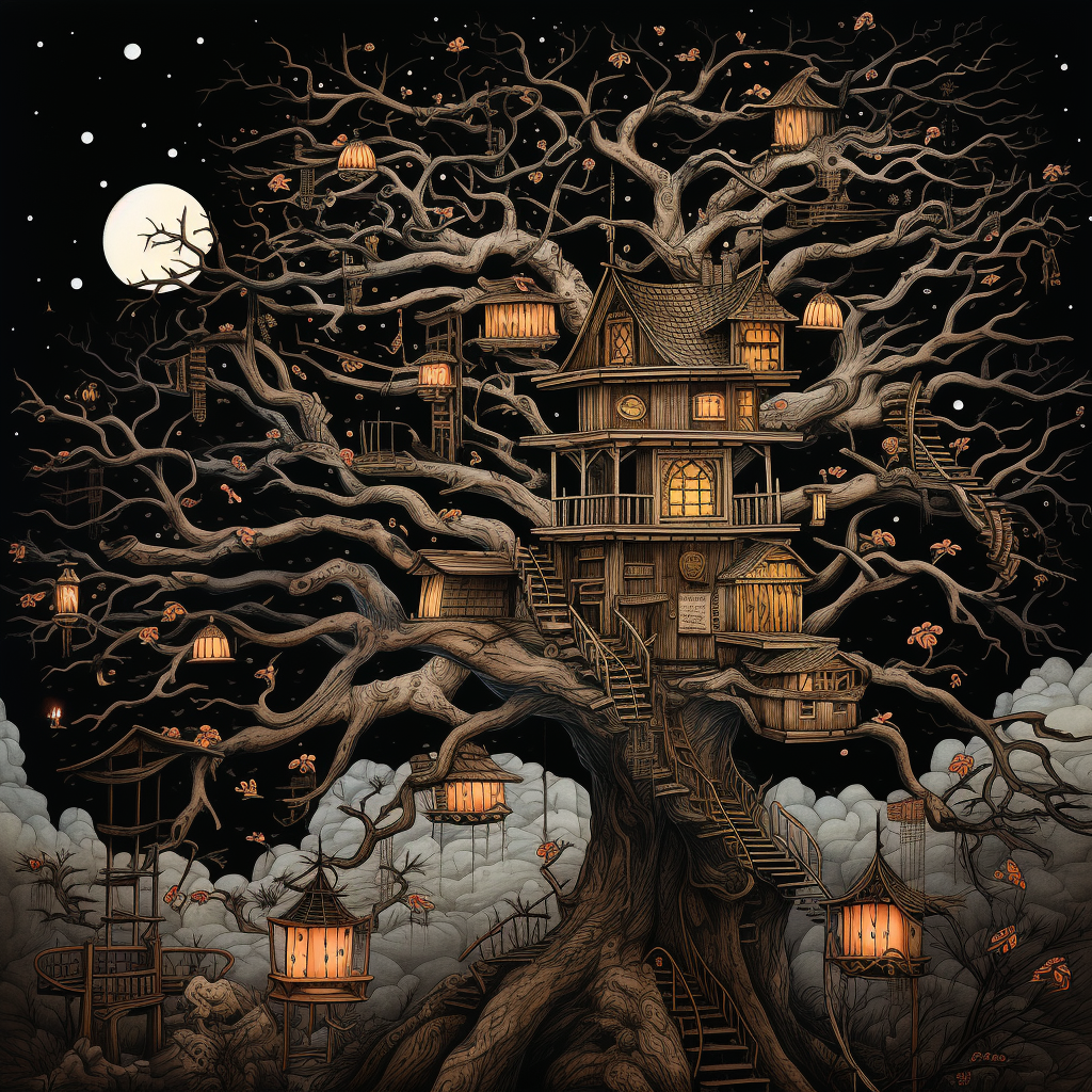 Haunted tree in Ukiyo style