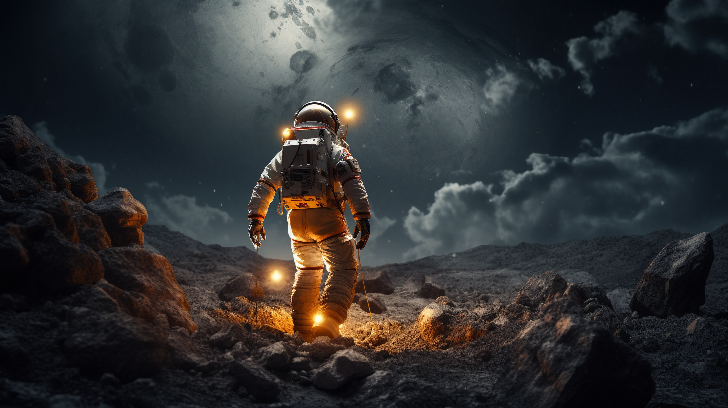 Astronaut exploring haunted planet