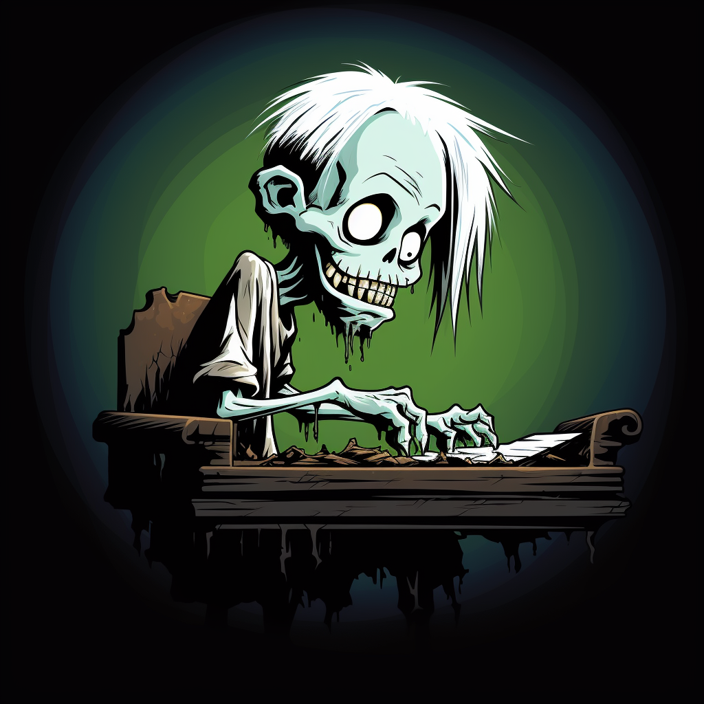 Zombie pianist playing eerie music