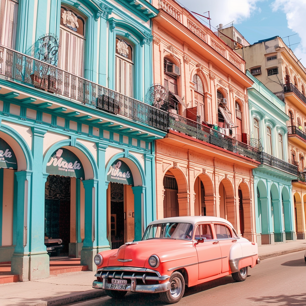 Havana street vintage car candy colors