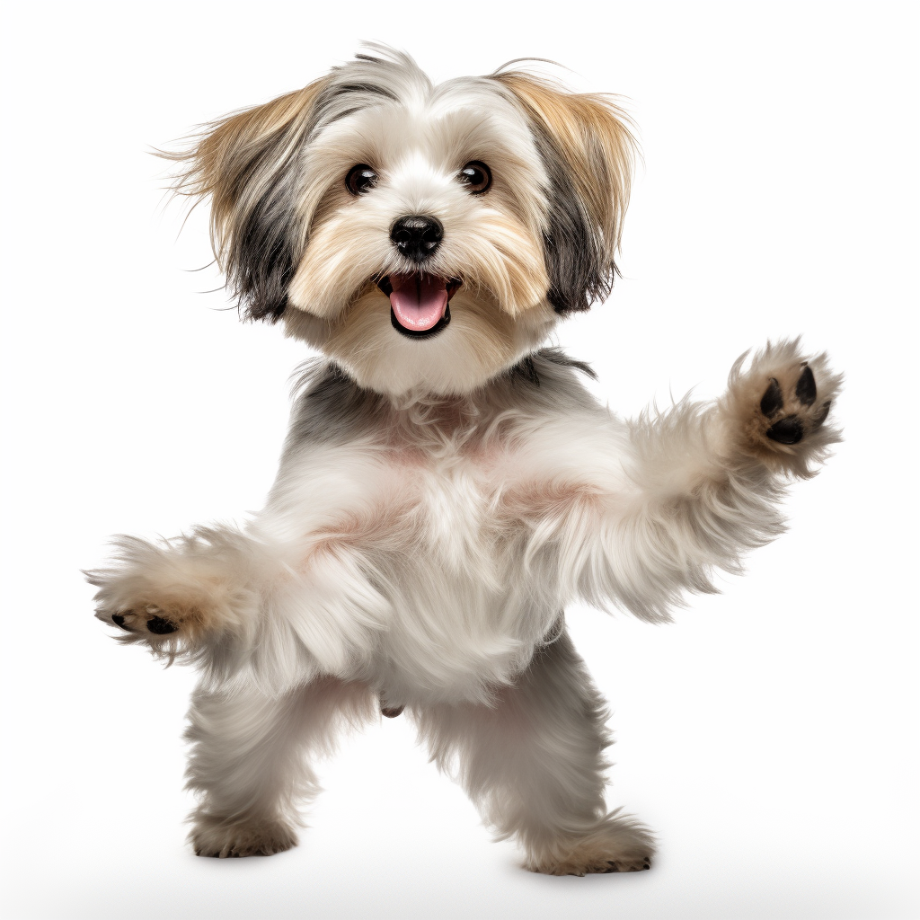 Cute Havanese Dog standing on hind legs