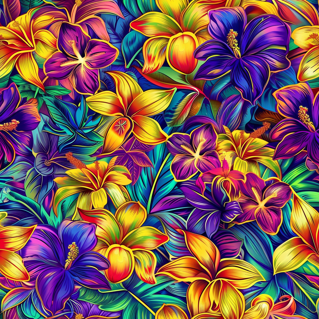 Colorful Hawaiian Patterns Seamless Design