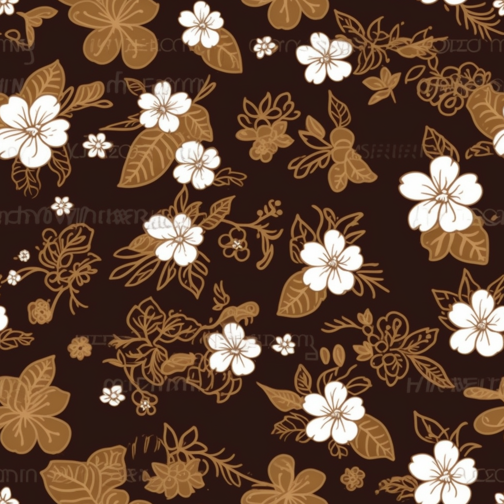 Beautiful hawaiian flowers brown gold pattern