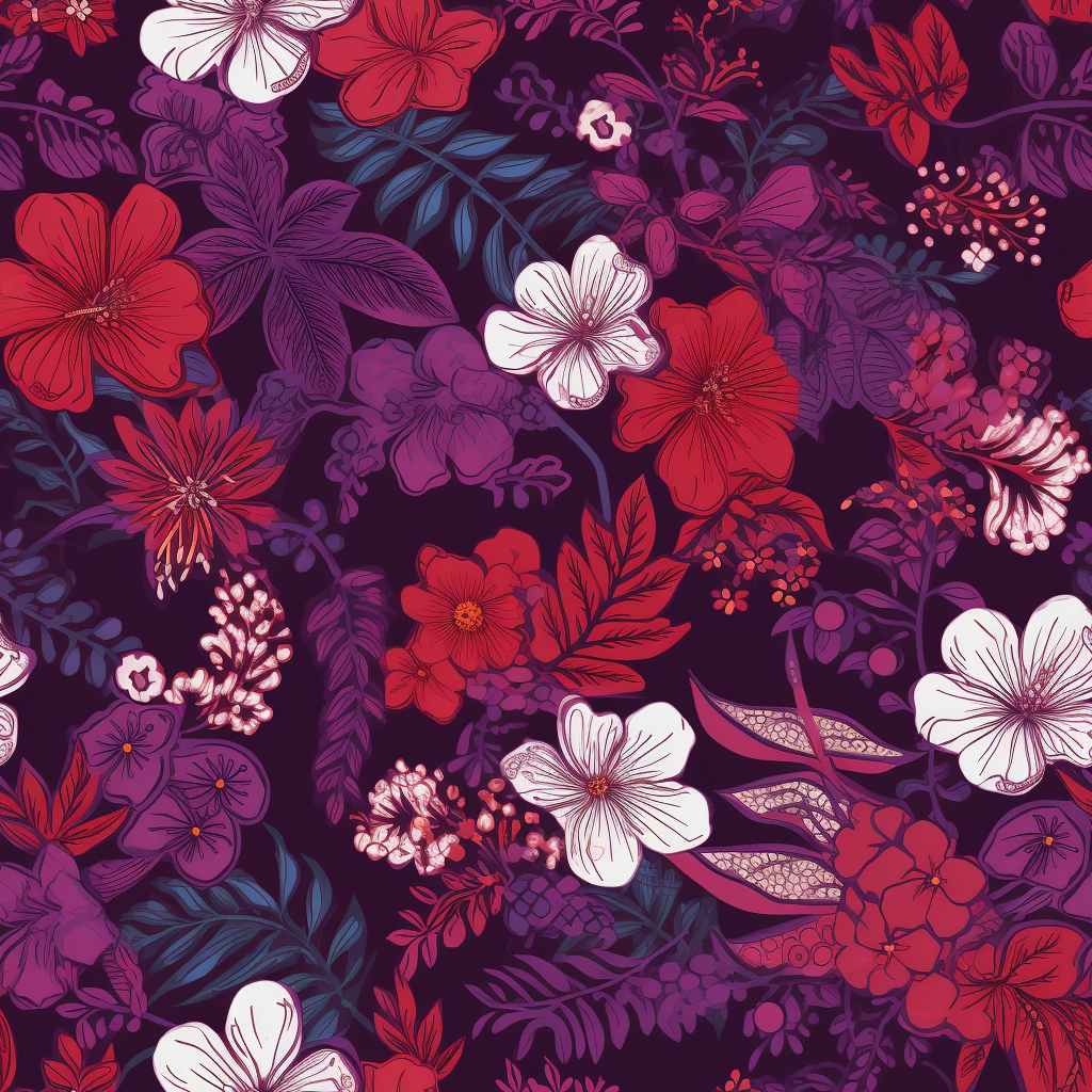 Colorful Hawaiian flowers in a pattern