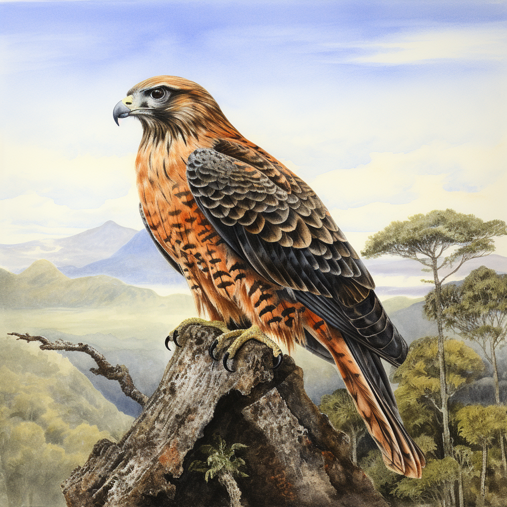 Hawaiian Hawk Drawing Watercolor