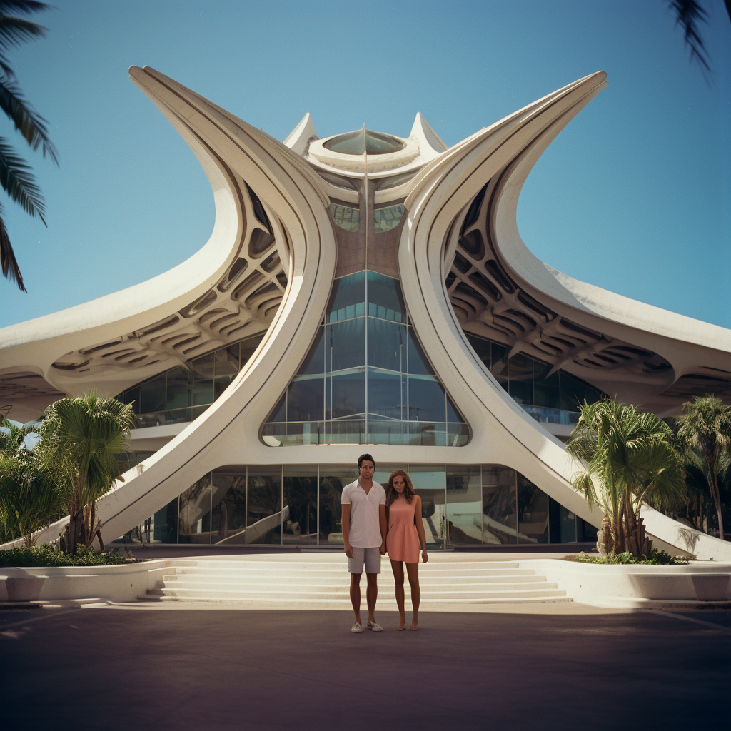 Couple in front of Hawaiian Pavilion