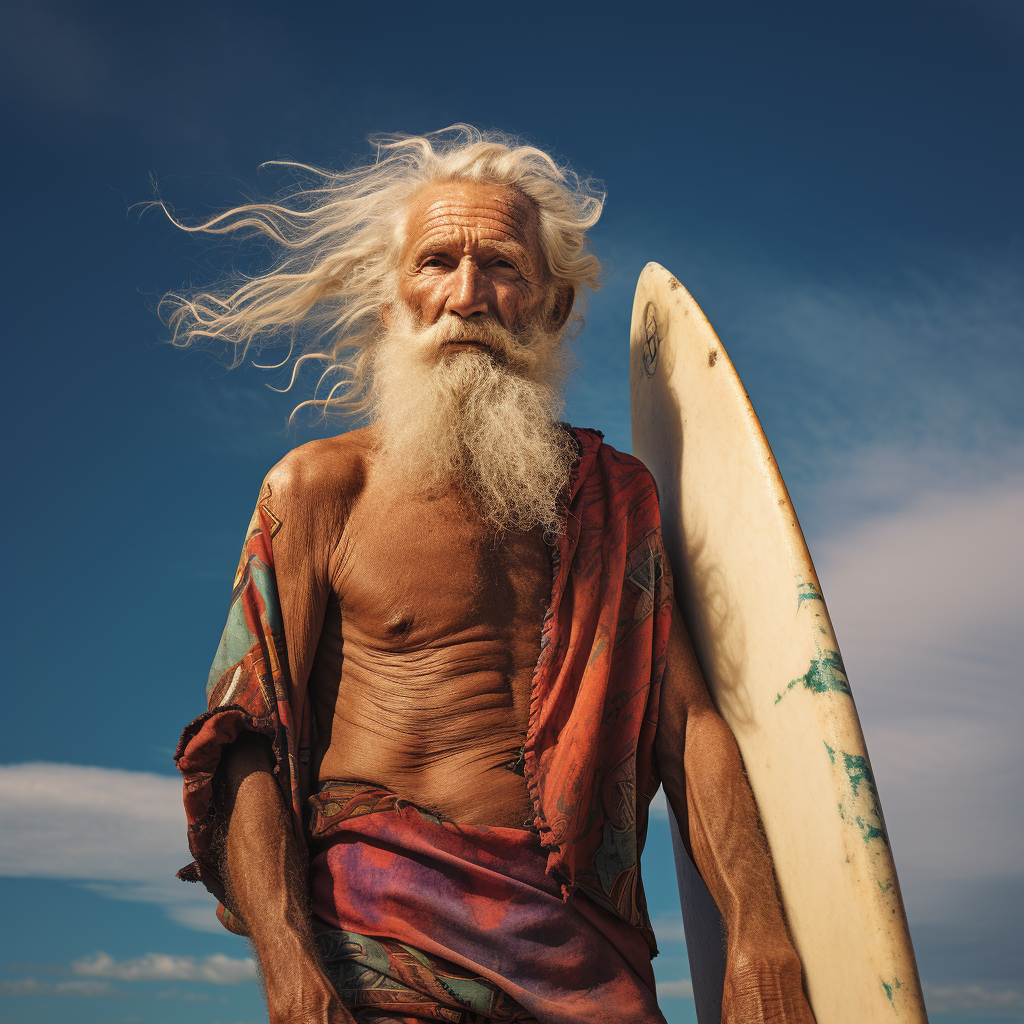 Portrait of Hawaiian Senior Surfer